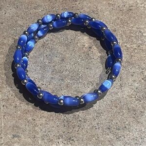 Faux, Costume, Estate Jewelry, Beaded Blue, Bracelet